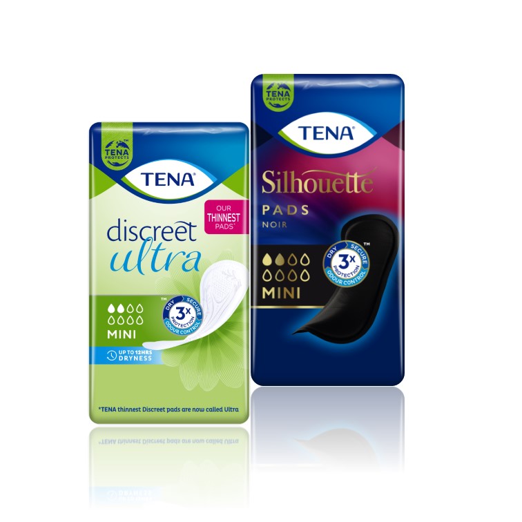 TENA Discreet Mini och TENA Silhouette Noir Mini TENA Discreet Mini och TENA Silhouette Noir Mini